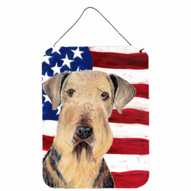 Airedale #2 USA American Flag Wall or Door Hanging Prints