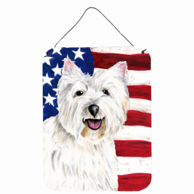 West Highland White Terrier USA American Flag Wall or Door Hanging Prints