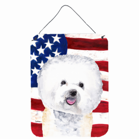 Bichon Frise USA American Flag Wall or Door Hanging Prints