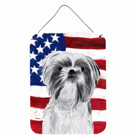 Shih Tzu USA American Flag Wall or Door Hanging Prints