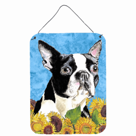 Boston Terrier 1 Summer Flowers Design Wall or Door Hanging Prints