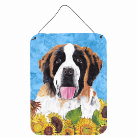 Saint Bernard Summer Flowers Design Wall or Door Hanging Prints