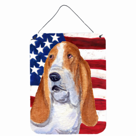 Basset Hound #5 USA American Flag Wall or Door Hanging Prints