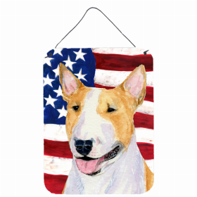 Bull Terrier #3 USA American Flag Wall or Door Hanging Prints