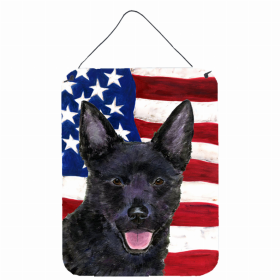 Australian Kelpie USA American Flag Wall or Door Hanging Prints