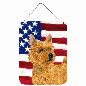 Norwich Terrier #2 USA American Flag Wall or Door Hanging Prints