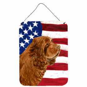 Sussex Spaniel USA American Flag Wall or Door Hanging Prints