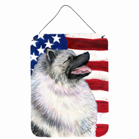 Keeshond USA American Flag Wall or Door Hanging Prints