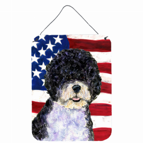 Portuguese Water Dog USA American Flag Wall or Door Hanging Prints