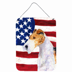 Fox Terrier 1 USA American Flag Wall or Door Hanging Prints