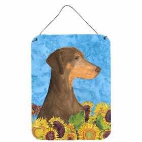 Doberman Summer Flowers Design Wall or Door Hanging Prints