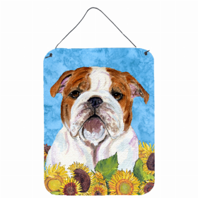 Bulldog Summer Flowers Design Wall or Door Hanging Prints