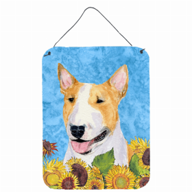 Bull Terrier Summer Flowers Design Wall or Door Hanging Prints