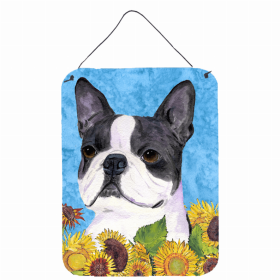 Boston Terrier Summer Flowers Design Wall or Door Hanging Prints