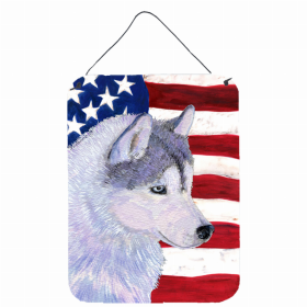 Siberian Husky USA American Flag Wall or Door Hanging Prints