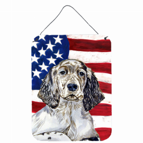 English Setter USA American Flag Wall or Door Hanging Prints