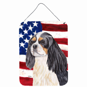 Cavalier King Charles Spaniel USA American Flag Wall or Door Hanging Prints