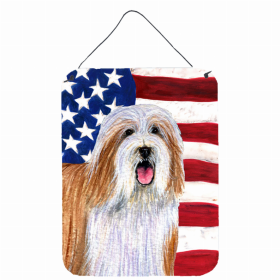 Bearded Collie #2 USA American Flag Wall or Door Hanging Prints