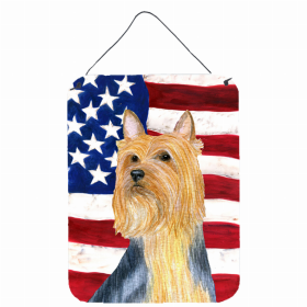 Silky Terrier USA American Flag Wall or Door Hanging Prints