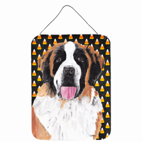 Saint Bernard Candy Corn Halloween Design Wall or Door Hanging Prints