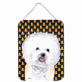 Bichon Frise Candy Corn Halloween Design Wall or Door Hanging Prints