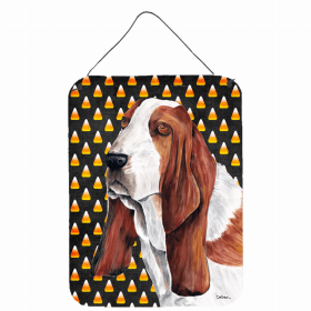 Basset Hound #4 Candy Corn Halloween Design Wall or Door Hanging Prints