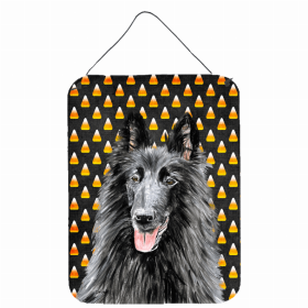 Belgian Sheepdog Candy Corn Halloween Design Wall or Door Hanging Prints