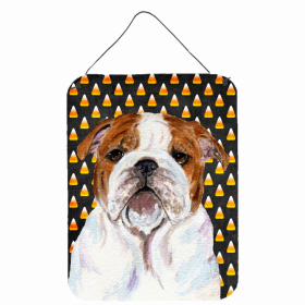 Bulldog #2 Candy Corn Halloween Design Wall or Door Hanging Prints