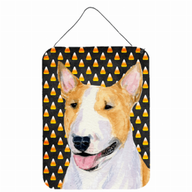 Bull Terrier Candy Corn Halloween Design Wall or Door Hanging Prints