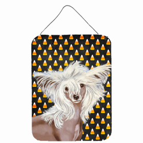 Chinese Crested 1 Candy Corn Halloween Design Wall or Door Hanging Prints