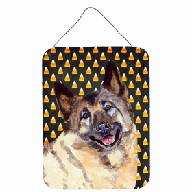 Norwegian Elkhound Candy Corn Halloween Design Wall or Door Hanging Prints