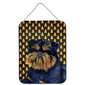 Brussels Griffon 2 Candy Corn Halloween Design Wall or Door Hanging Prints