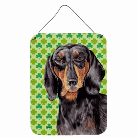 Dachshund #4 St. Patrick's Day Shamrock Portrait Design Wall or Door Hanging Prints