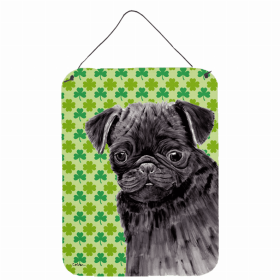 Pug #2 St. Patrick's Day Shamrock Portrait Design Wall or Door Hanging Prints