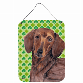 Dachshund #5 St. Patrick's Day Shamrock Portrait Design Wall or Door Hanging Prints