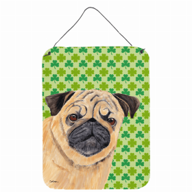 Pug #3 St. Patrick's Day Shamrock Portrait Design Wall or Door Hanging Prints