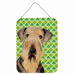 Airedale St. Patrick's Day Shamrock Portrait Design Wall or Door Hanging Prints