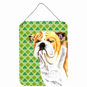 Bulldog St. Patrick's Day Shamrock Portrait Design Wall or Door Hanging Prints