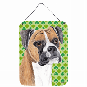 Boxer St. Patrick's Day Shamrock Portrait Design Wall or Door Hanging Prints