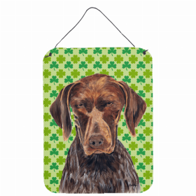 German Shorthaired Pointer St. Patrick's Day Shamrock Portrait Design Wall or Door Hanging Prints