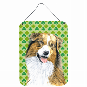 Australian Shepherd #2 St. Patrick's Day Shamrock Portrait Design Wall or Door Hanging Prints