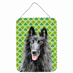 Belgian Sheepdog St. Patrick's Day Shamrock Portrait Design Wall or Door Hanging Prints