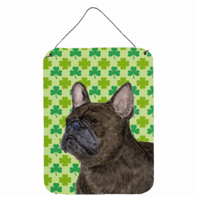 French Bulldog #5 St. Patrick's Day Shamrock Portrait Design Wall or Door Hanging Prints