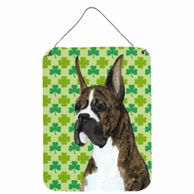 Boxer #2 St. Patrick's Day Shamrock Portrait Design Wall or Door Hanging Prints