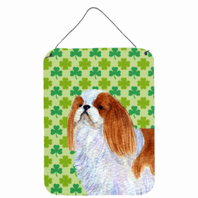 English Toy Spaniel St. Patrick's Day Shamrock Portrait Design Wall or Door Hanging Prints