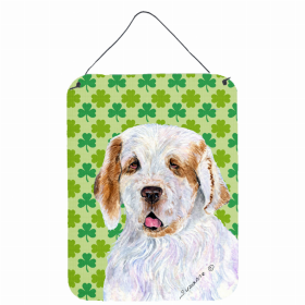 Clumber Spaniel St. Patrick's Day Shamrock Portrait Design Wall or Door Hanging Prints