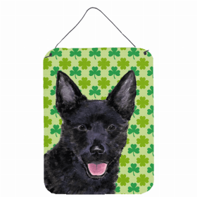 Australian Kelpie St. Patrick's Day Shamrock Portrait Design Wall or Door Hanging Prints