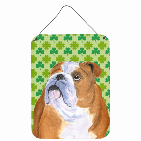 Bulldog #3 St. Patrick's Day Shamrock Portrait Design Wall or Door Hanging Prints