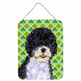 Portuguese Water Dog St. Patrick's Day Shamrock Portrait Design Wall or Door Hanging Prints