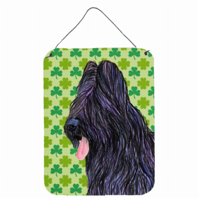 Briard St. Patrick's Day Shamrock Portrait Design Wall or Door Hanging Prints